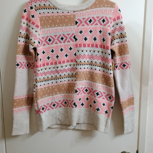 Time and Tru Women's Sweater - Pink, Tan, Cream - Picture 1 of 6